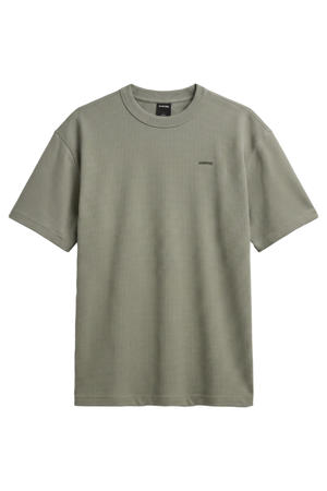 relaxed fit T-shirt met wafel - groen