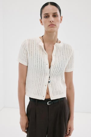 gebreid vest crème