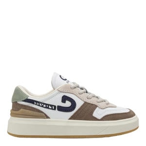 suède sneakers wit/bruin