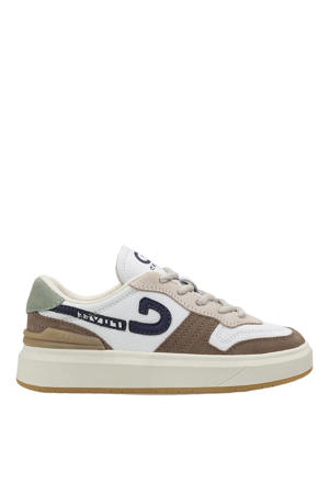 suède sneakers wit/bruin