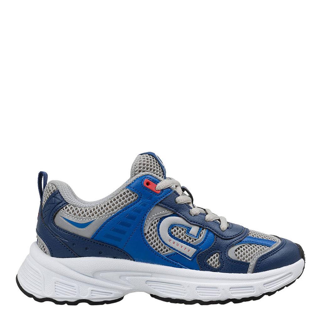 Blauw en grijze jongens Cruyff sneakers van sportleer met veters