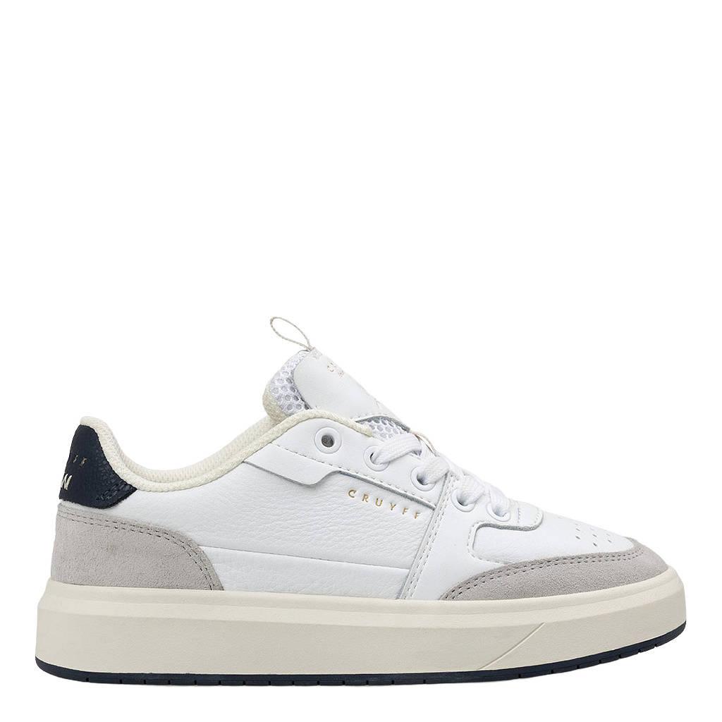 Wit en grijze jongens Cruyff leren sneakers met veters