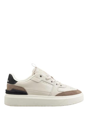 leren sneakers zand/bruin