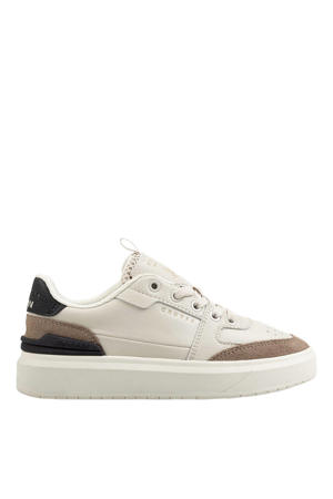 leren sneakers zand/bruin
