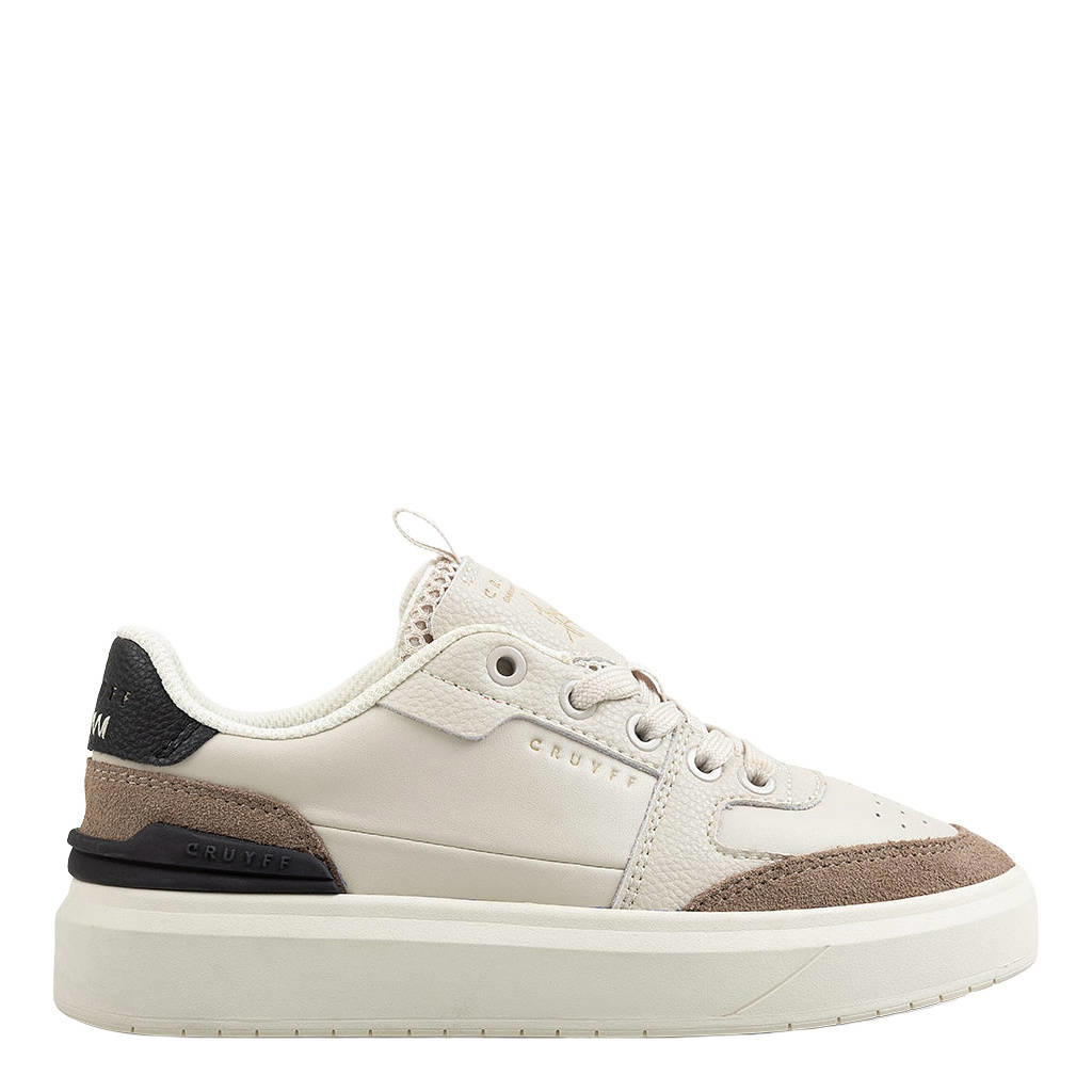 Zand en bruine jongens Cruyff leren sneakers met veters