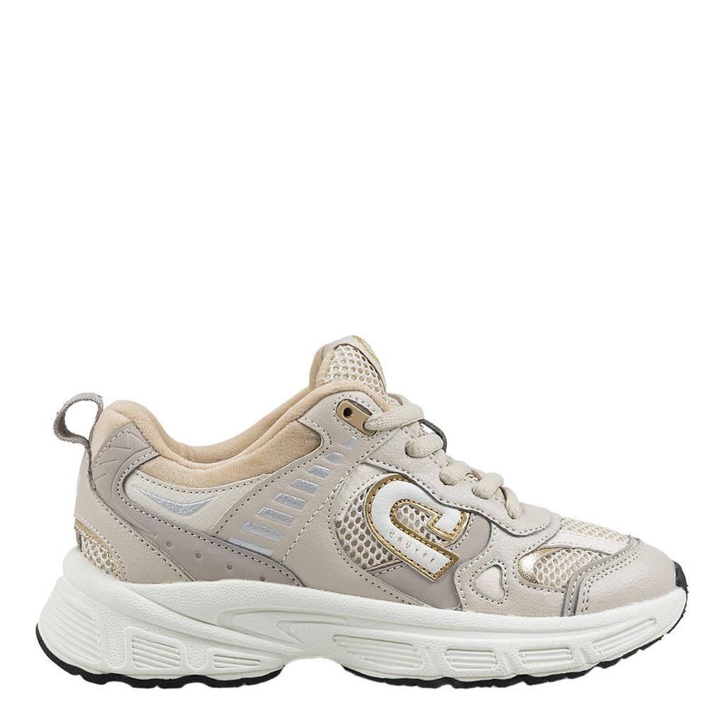 Zand en gouden meisjes Cruyff sneakers van sportleer met veters