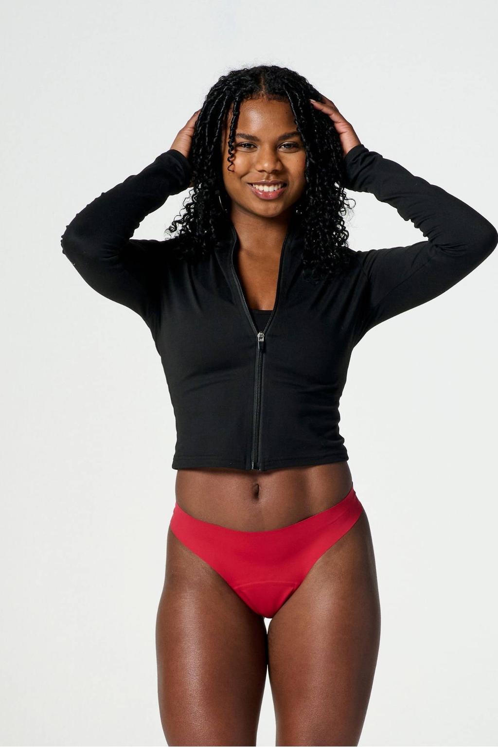 Moodies Undies licht absorberende seamless menstruatiestring rood