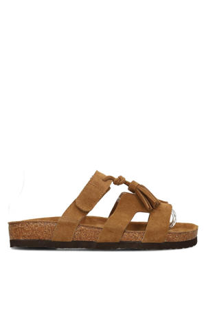 suède slippers cognac