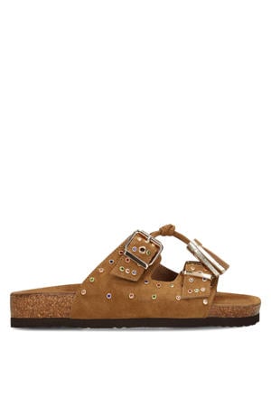 suède slippers cognac