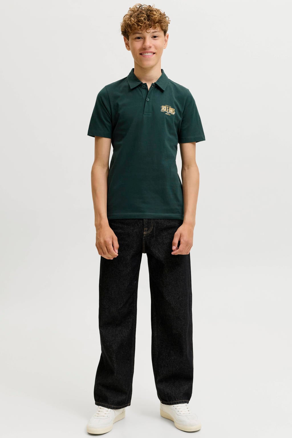 JACK & JONES JUNIOR polo met print - donkergroen