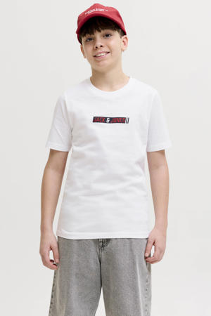 rechtvallend T-shirt met logo - wit