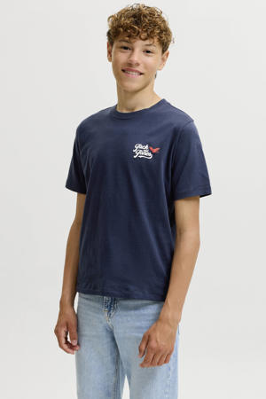 T-shirt met backprint - donkerblauw