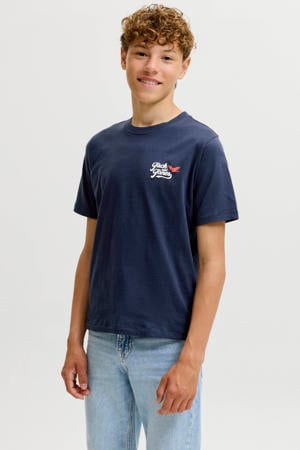 T-shirt met backprint - donkerblauw