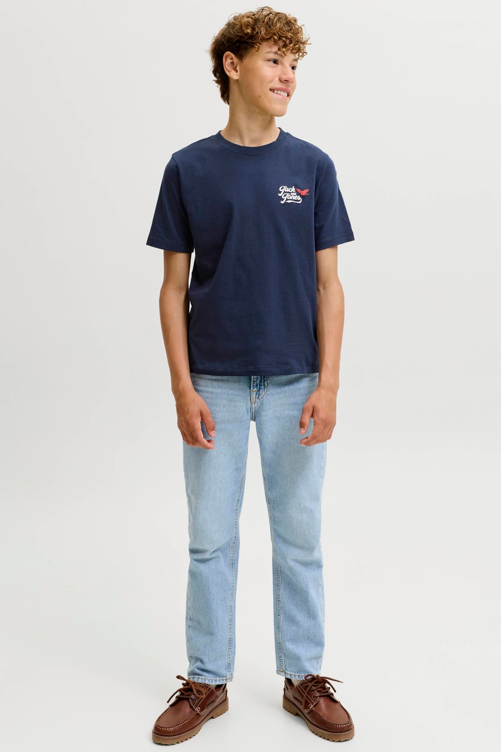 JACK & JONES JUNIOR T-shirt met backprint - donkerblauw