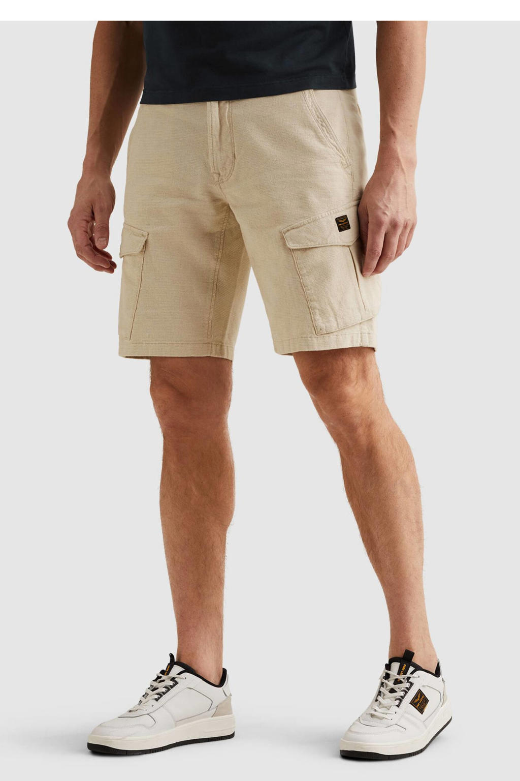 PME Legend relaxed cargo short met linnen beige