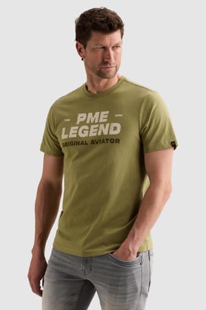 regular fit T-shirt met logo - groen