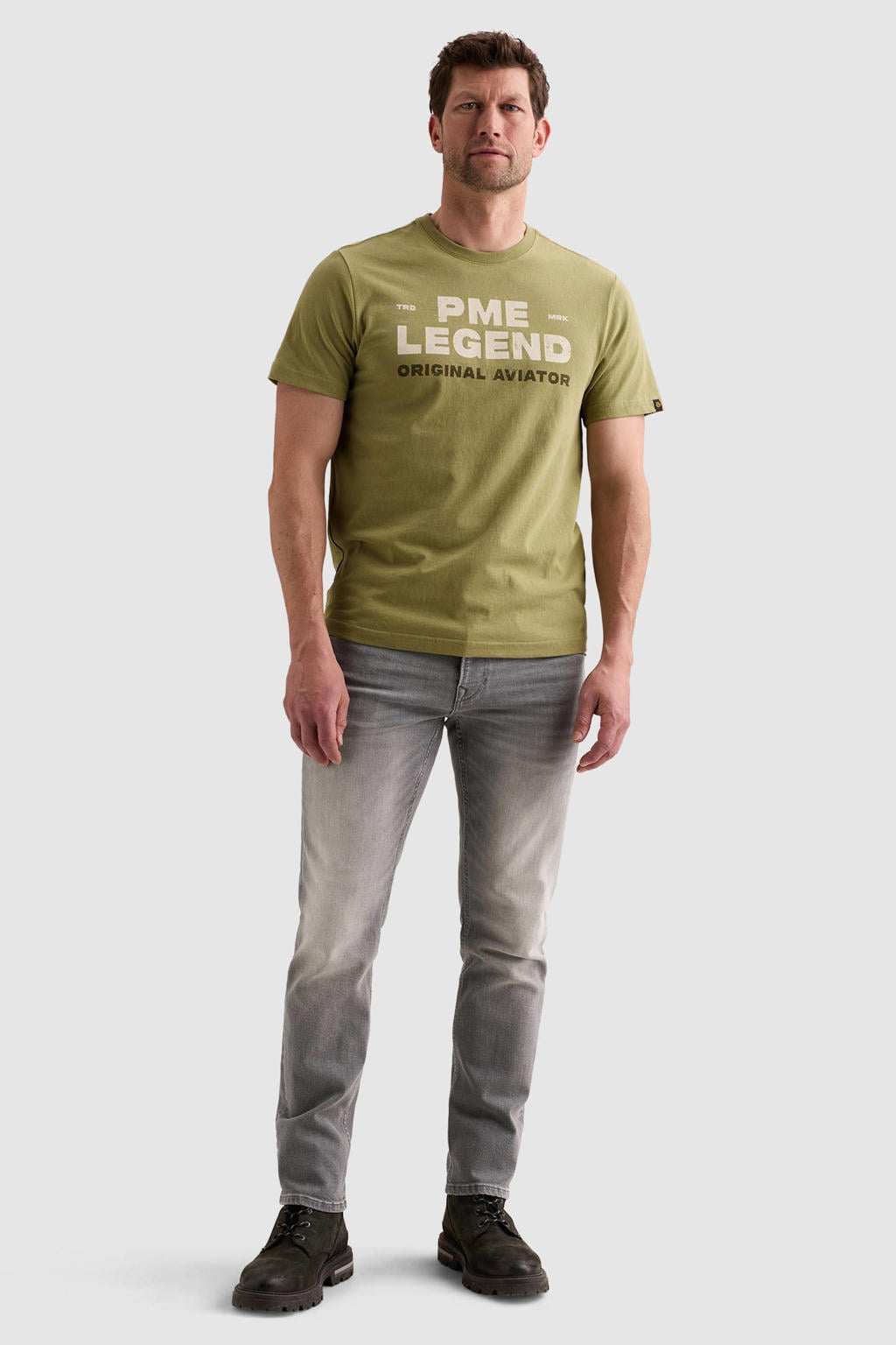 PME Legend regular fit T-shirt met logo - groen