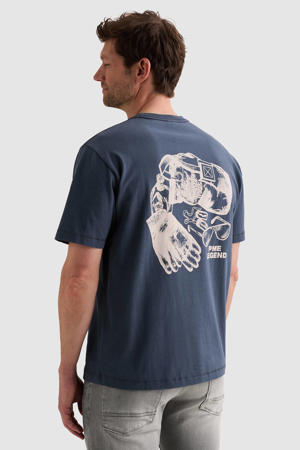regular fit T-shirt met backprint - donkerblauw