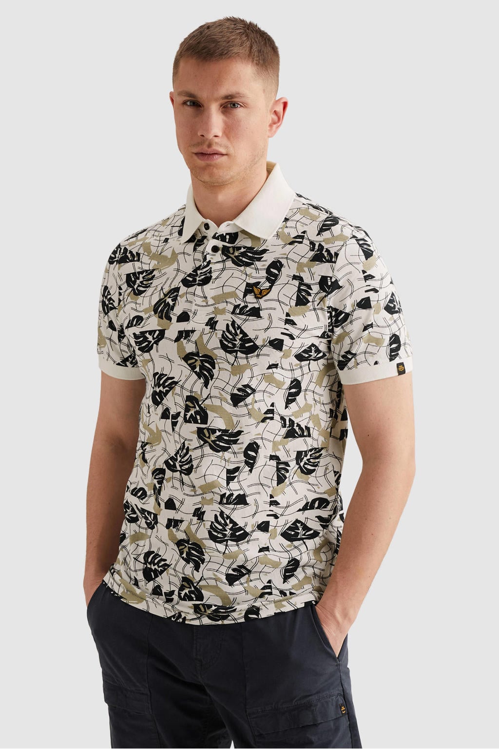Witte heren PME Legend regular polo van katoen met korte mouwen
