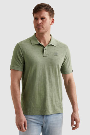 regular polo met ingebreid patroon groen