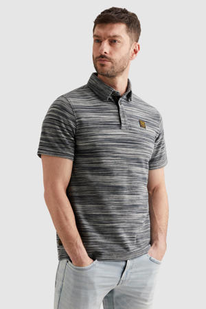 regular gestreepte polo antraciet