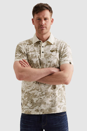 regular fit camouflage polo - beige