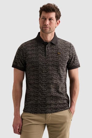 regular fit polo met print - donkerbruin