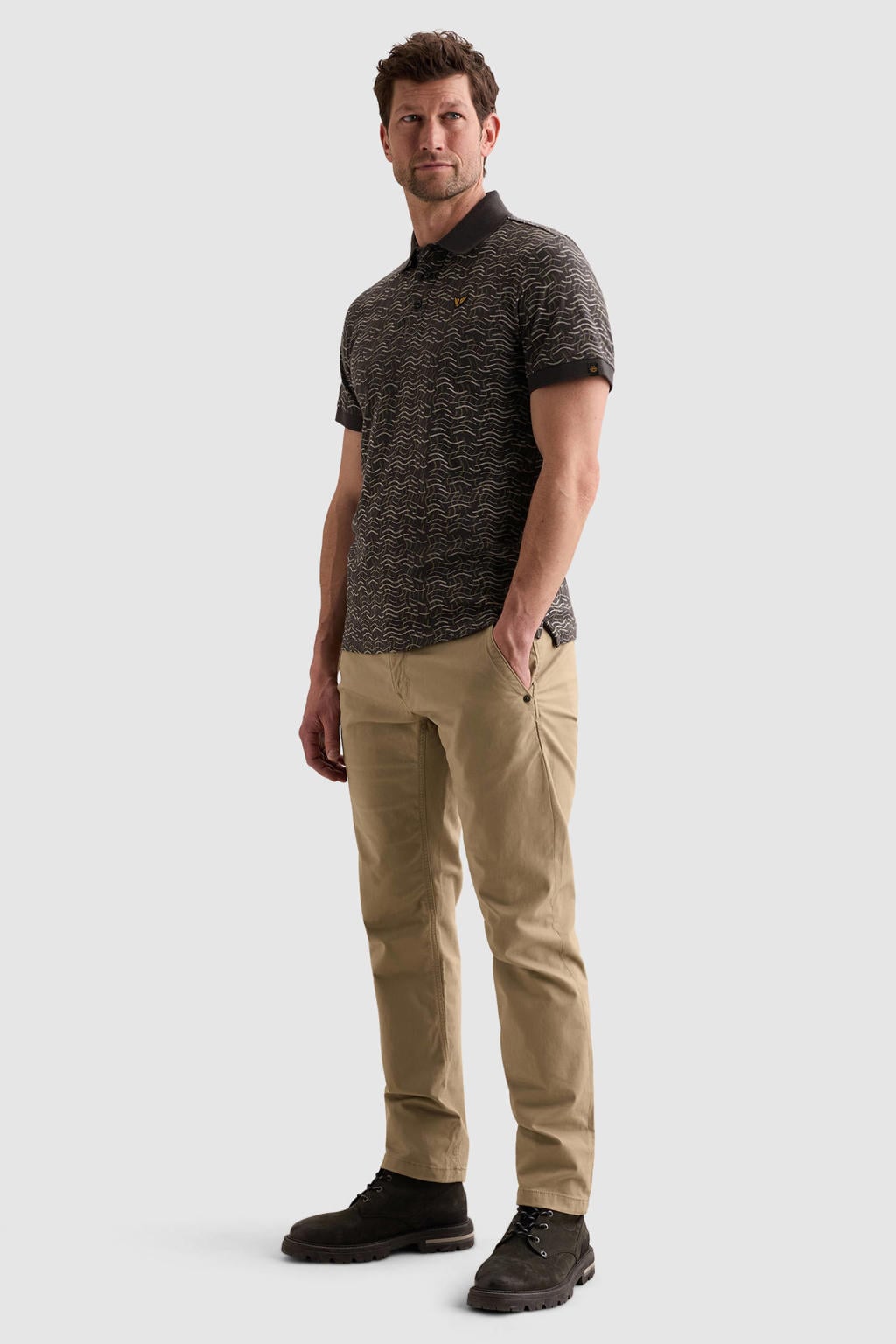PME Legend regular fit polo met print - donkerbruin