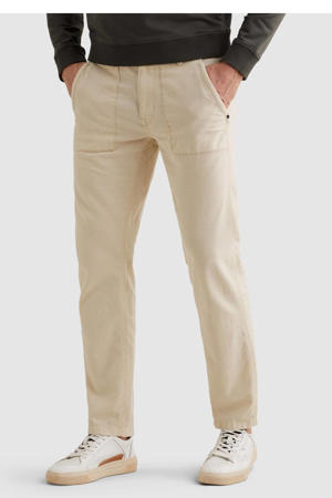 relaxed casual broek met linnen beige