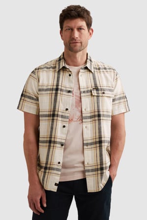 regular geruit casual overhemd beige