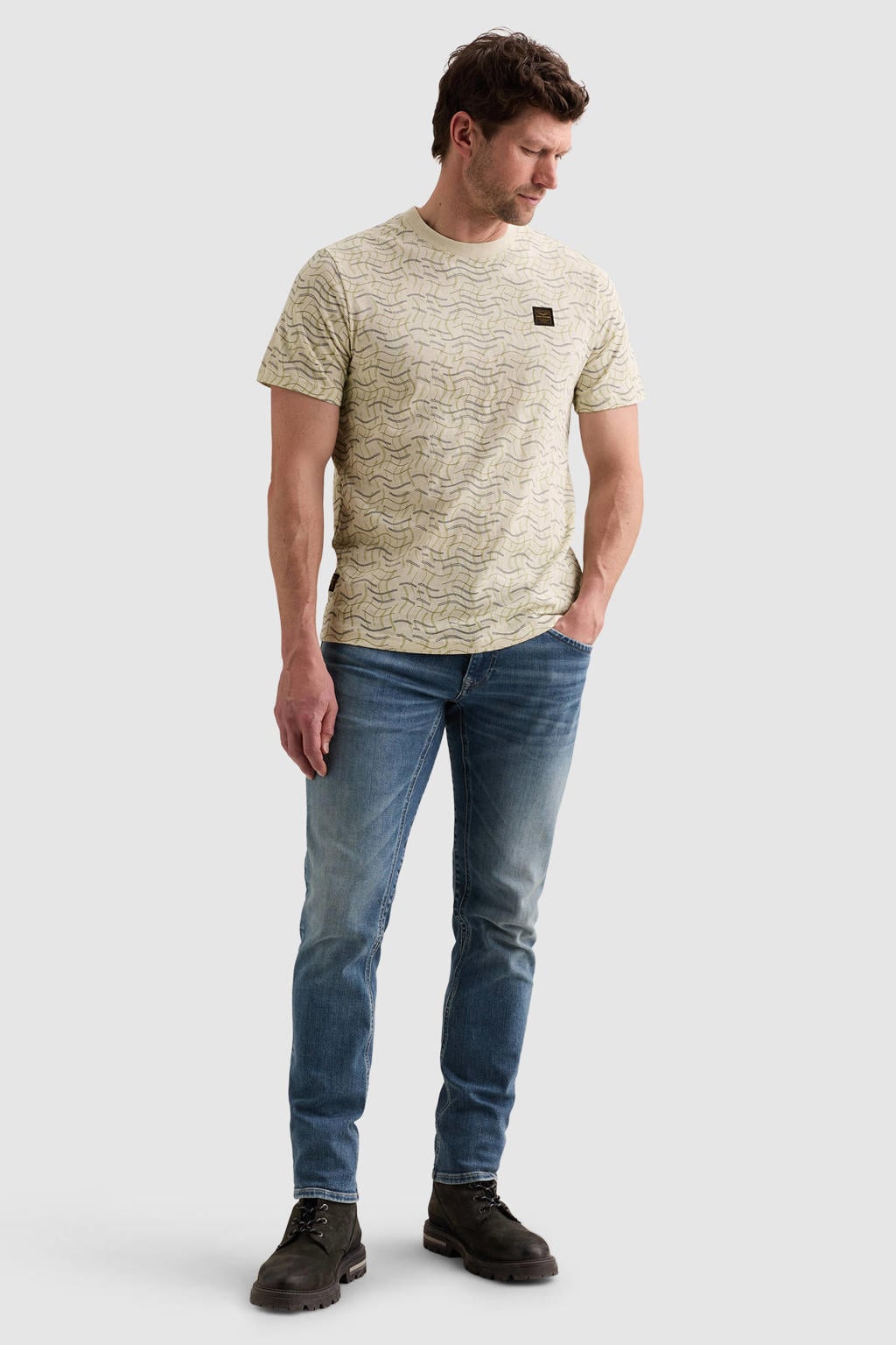 PME Legend regular fit T-shirt met print - ecru