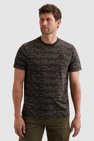regular fit T-shirt met print - donkerbruin