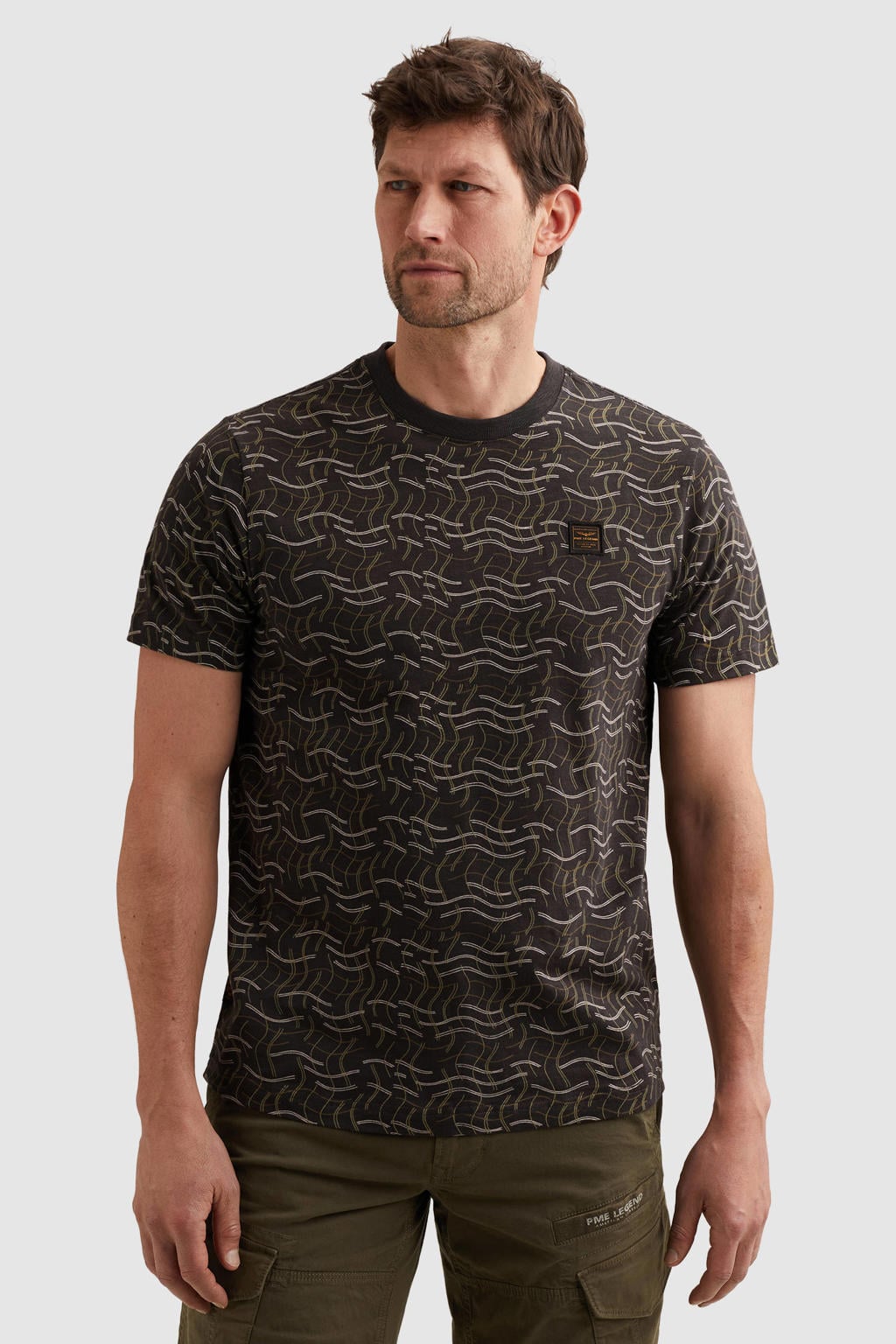 PME Legend regular fit T-shirt met print - donkerbruin