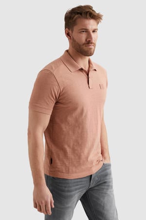 regular polo met ingebreid patroon roze