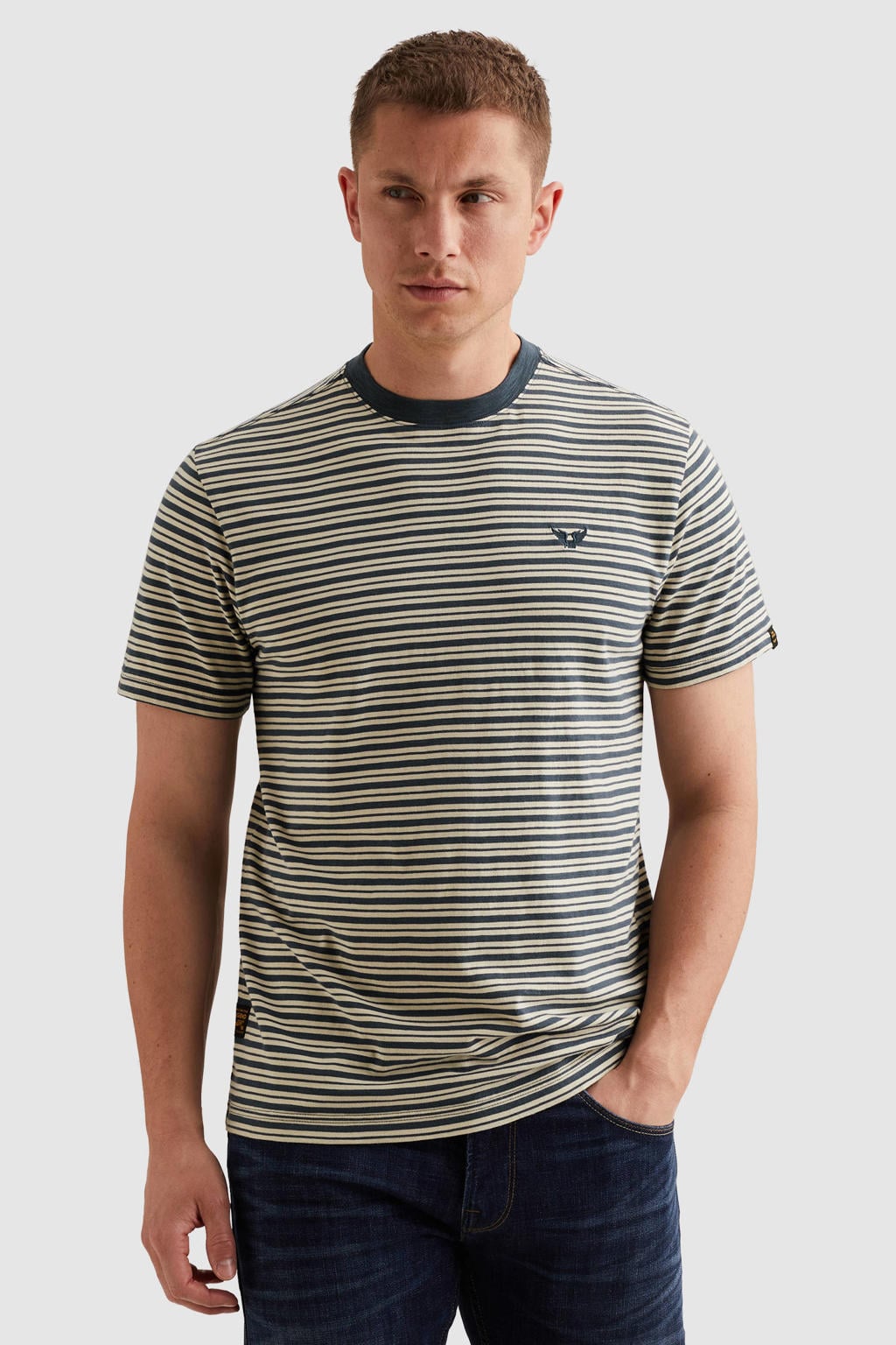 PME Legend regular fit gestreept T-shirt - beige