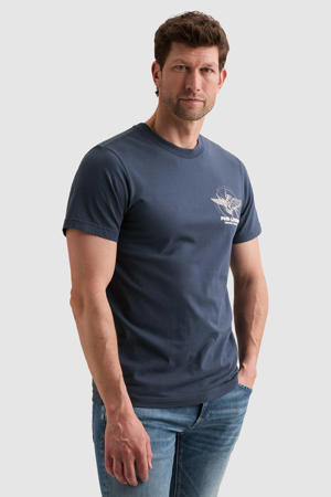 regular fit T-shirt met print - donkerblauw