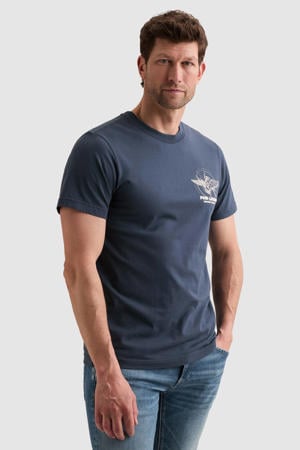 regular fit T-shirt met print - donkerblauw