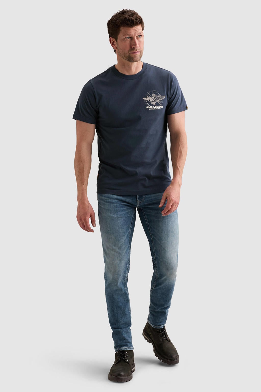 PME Legend regular fit T-shirt met print - donkerblauw