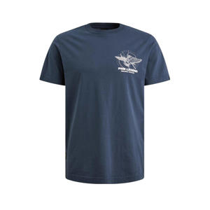 regular fit T-shirt met print - donkerblauw