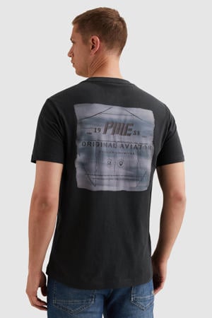regular T-shirt met backprint antraciet