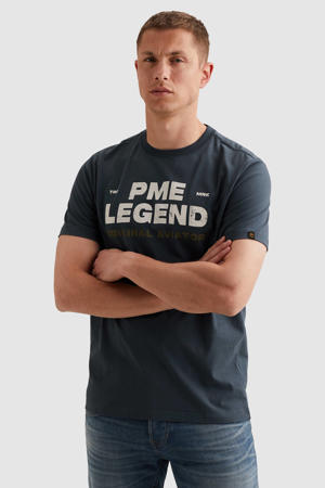 regular fit T-shirt met logo - donkerblauw