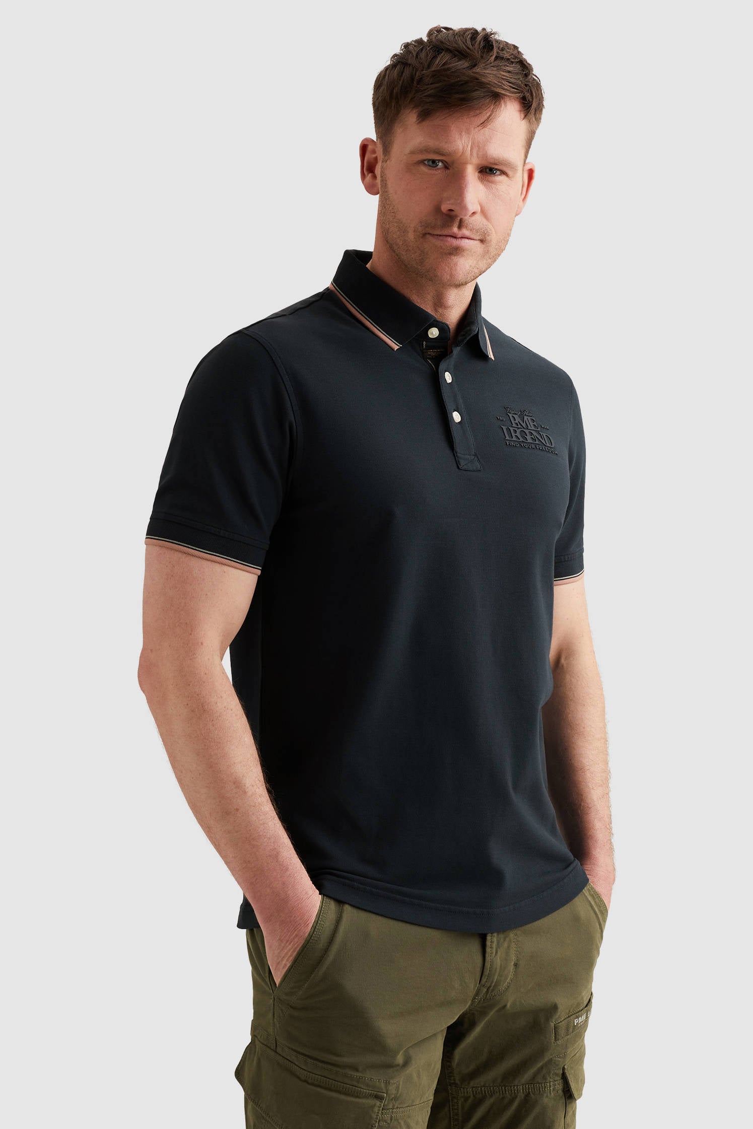 PME Legend regular polo antraciet | wehkamp