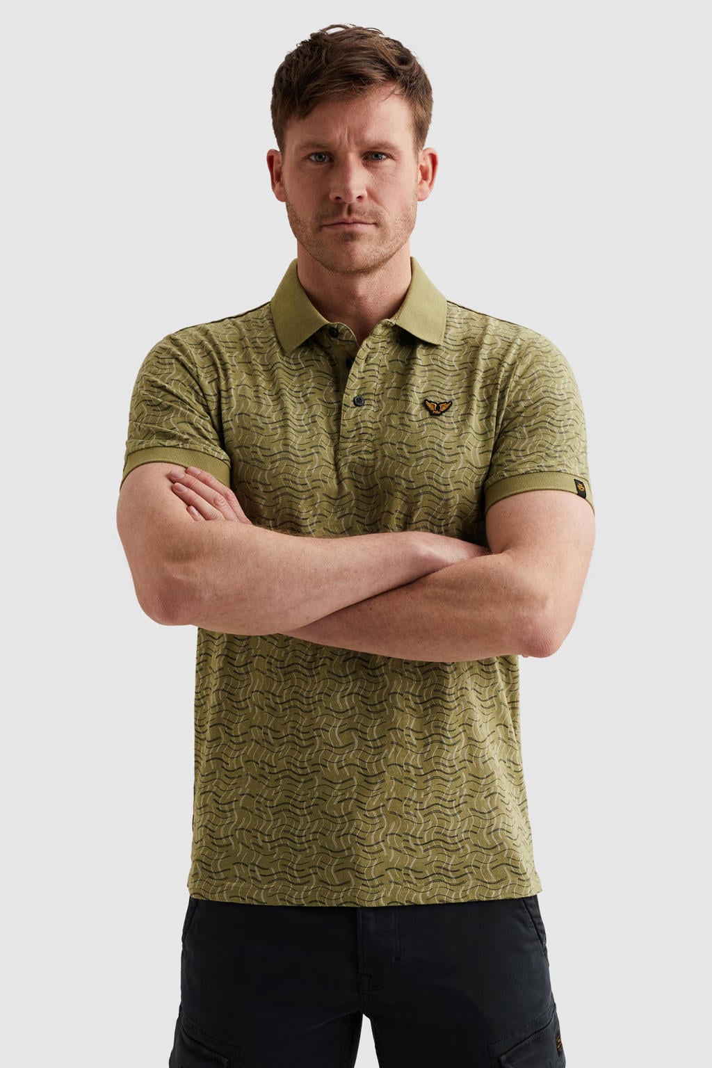 PME Legend regular fit polo met print - mosgroen