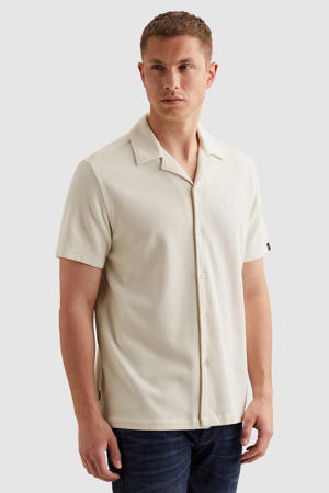 regular casual overhemd met ingebreid patroon ecru