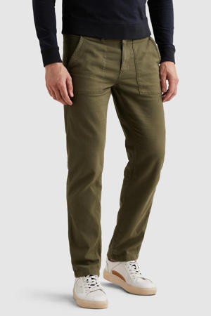 relaxed casual broek met linnen donkergroen