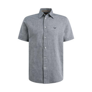 regular casual overhemd met linnen blauw
