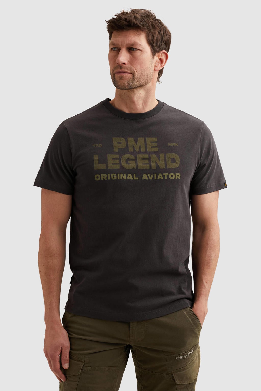PME Legend regular fit T-shirt met logo - donkerbruin