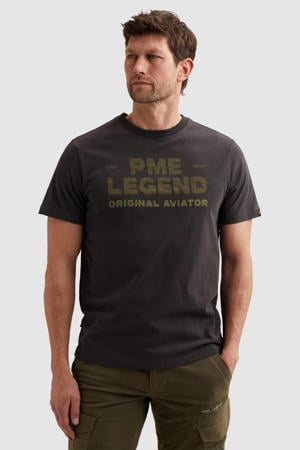 regular fit T-shirt met logo - donkerbruin
