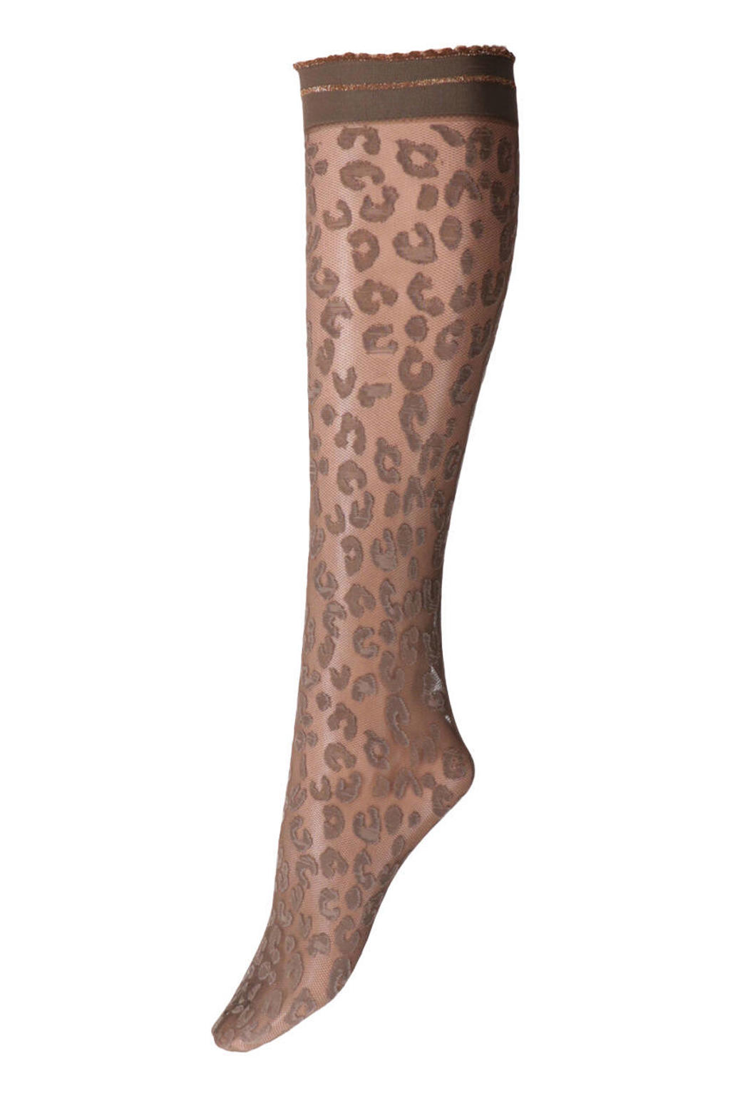 Marcmarcs kniekousen Tulle Leopard 30 denier bruin