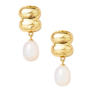 gold plated oorbellen met parels